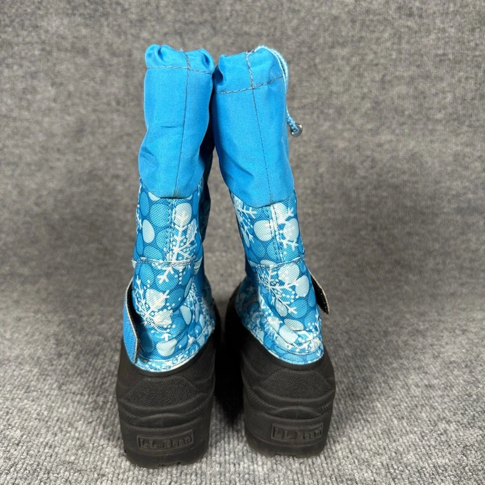 L.L.‎ Bean Unisex Kids 1 Snow Boots Blue Black Snowflakes Insulated Winter Shoes